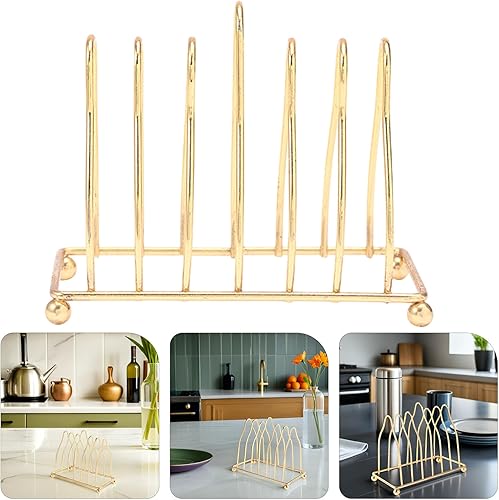 Miniatura 7 de Operitacx Soporte de placa de hierro pequeño estante organizador de platos decorativo Estante de cocina Diseño de drenaje