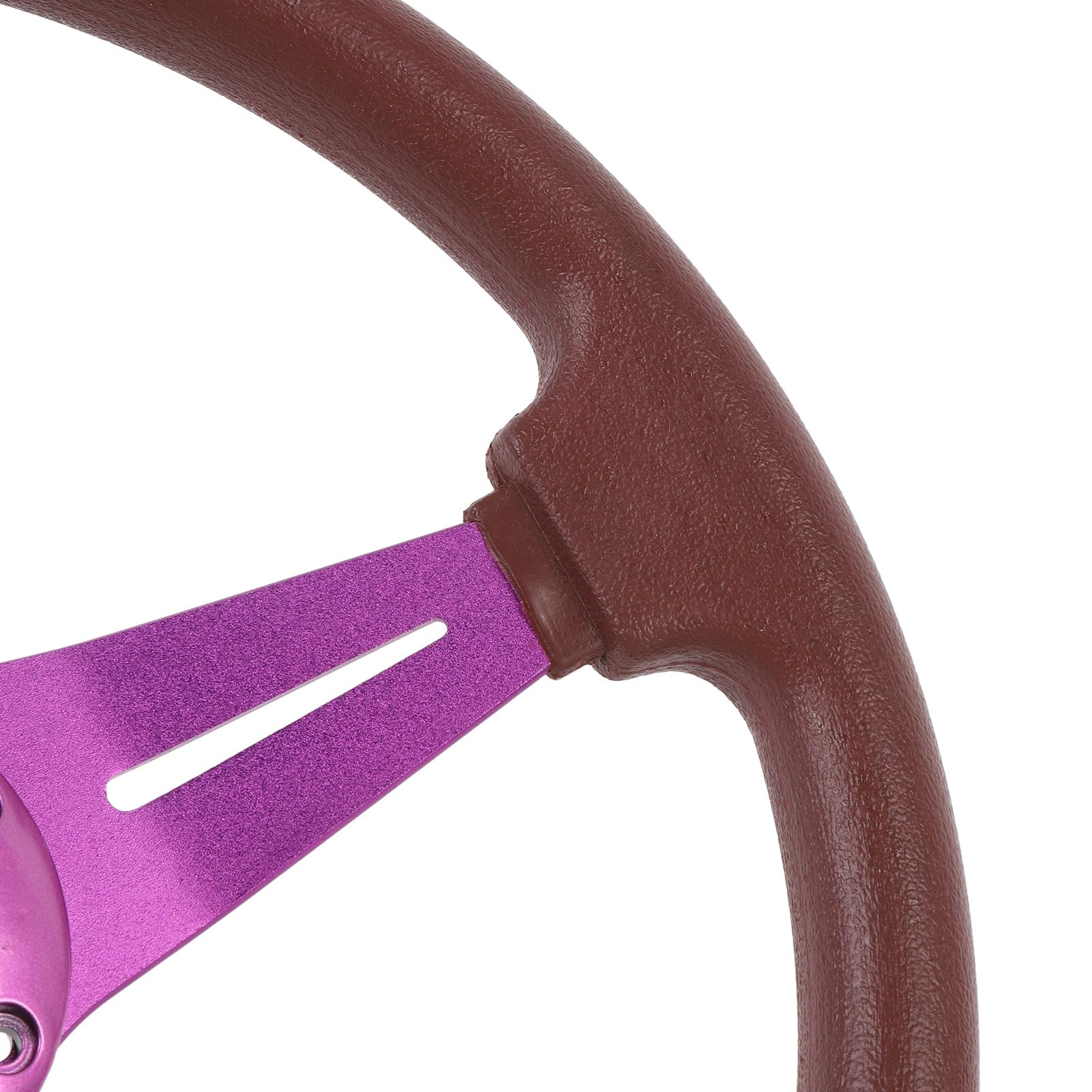 14-calowa Kierownica Samochodowa, Szprychy ze Skóry PU i Aluminium Wygodny Uchwyt Kierownica do Gier Wyścigowych Drift z Przyciskiem Klaksonu na 6-otworowy Adapter Piasty (PURPLE)