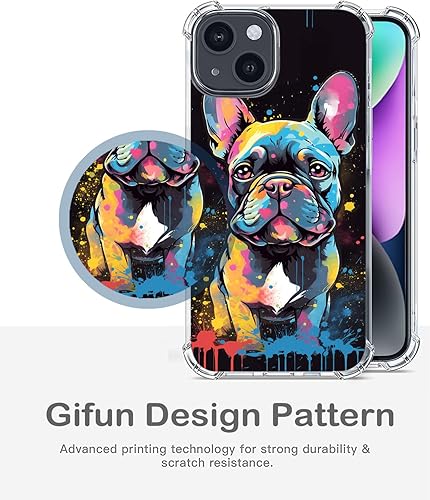 Miniatura 4 de Funda de Bulldog Francés para iPhone 14, policarbonato duro + TPU Bumper Funda protectora transparente compatible con iPhone 14 de 6.1 pulgadas -