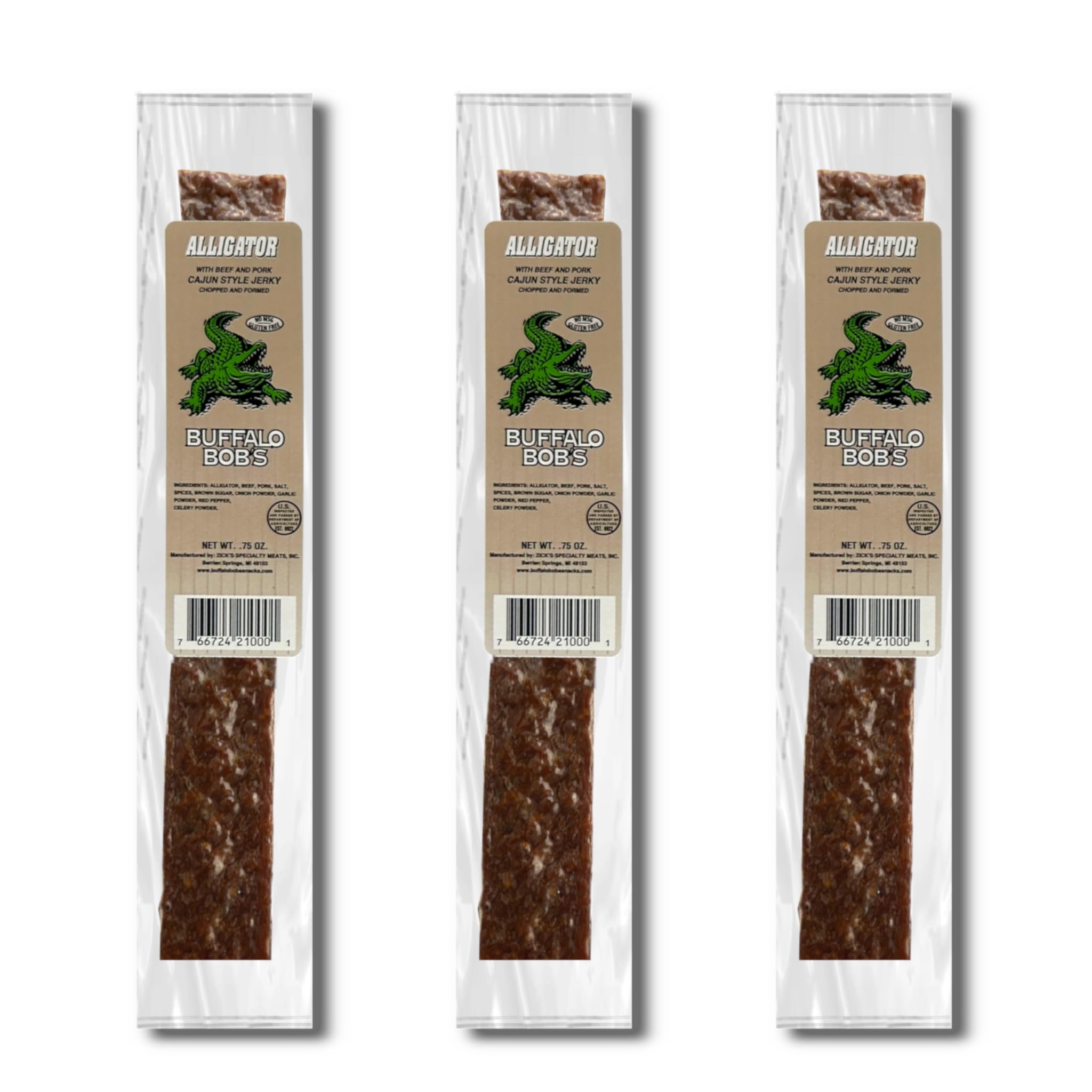Buffalo Bob's Alligator Cajun Style Jerky 3 Pack