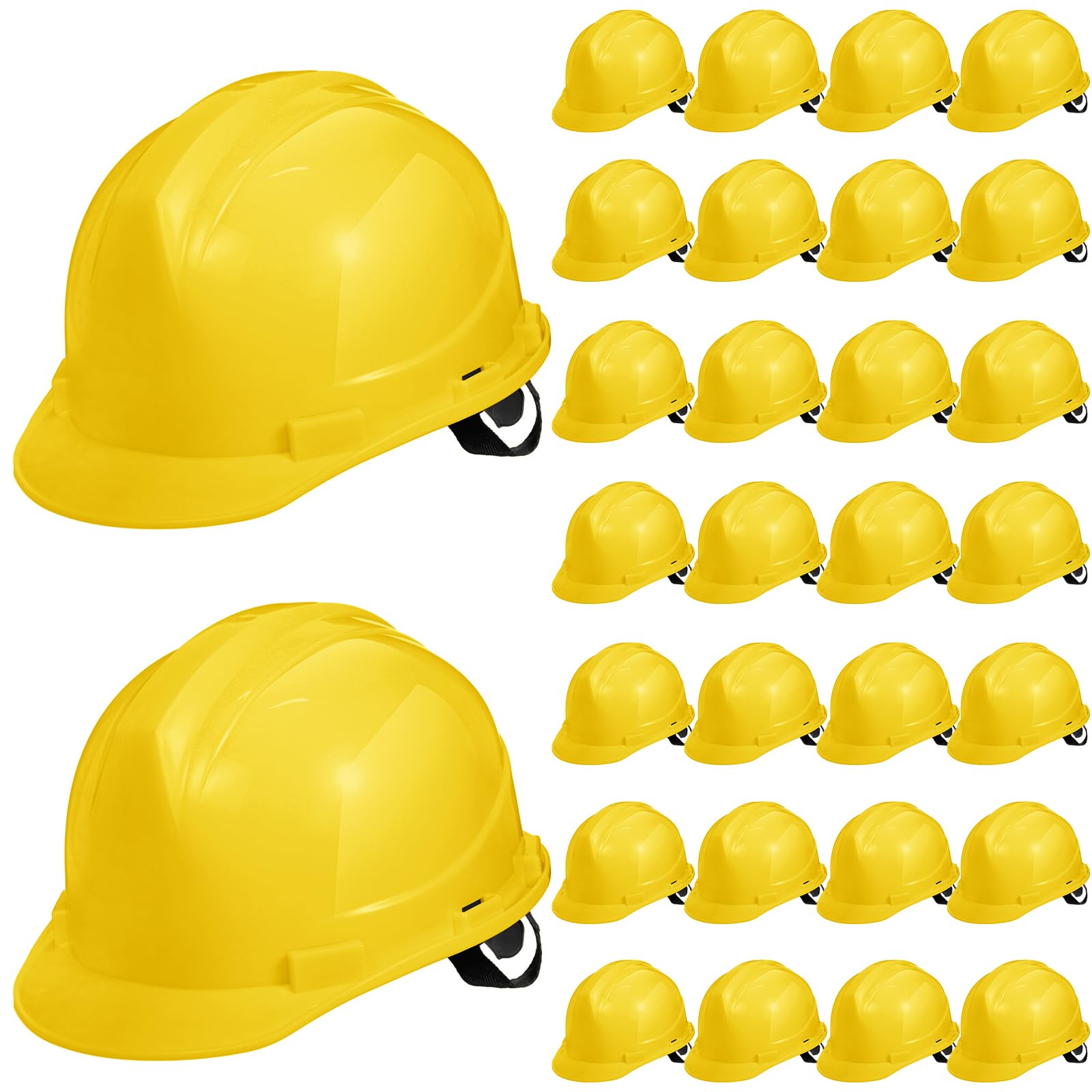 30 Pcs 4 Pt. Suspension Hard Hat Bulk Construction Hard Hat for Safety V Shape Cap Style Hardhats Adjustable Construction Hats for Men for Work Protection Supplies (Yellow)