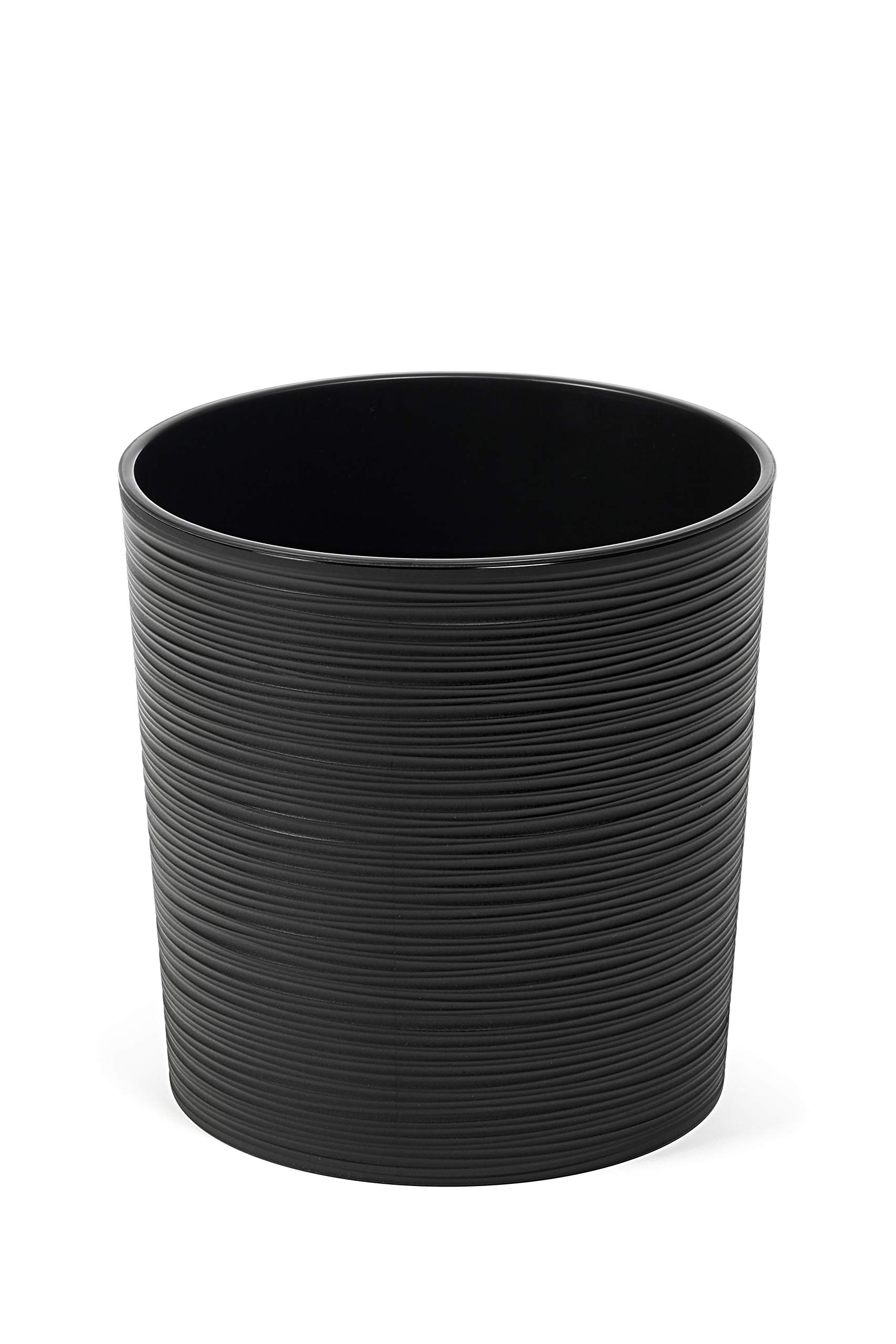 Round Garden Plant Pot with Insert - Textured Flower Pot (Indoor/Outdoor) - Large (Black, 25cm x 25cm)