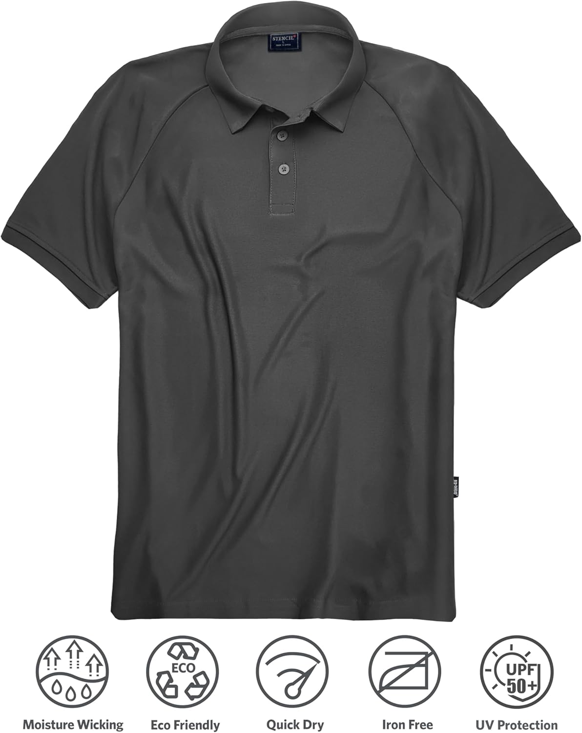 STENCIL Infinity Men's Performance Polo Shirt CoolDry Fabric Quick‑Dry Odor‑Free 60% Recycled PET Sustainable UPF 50+