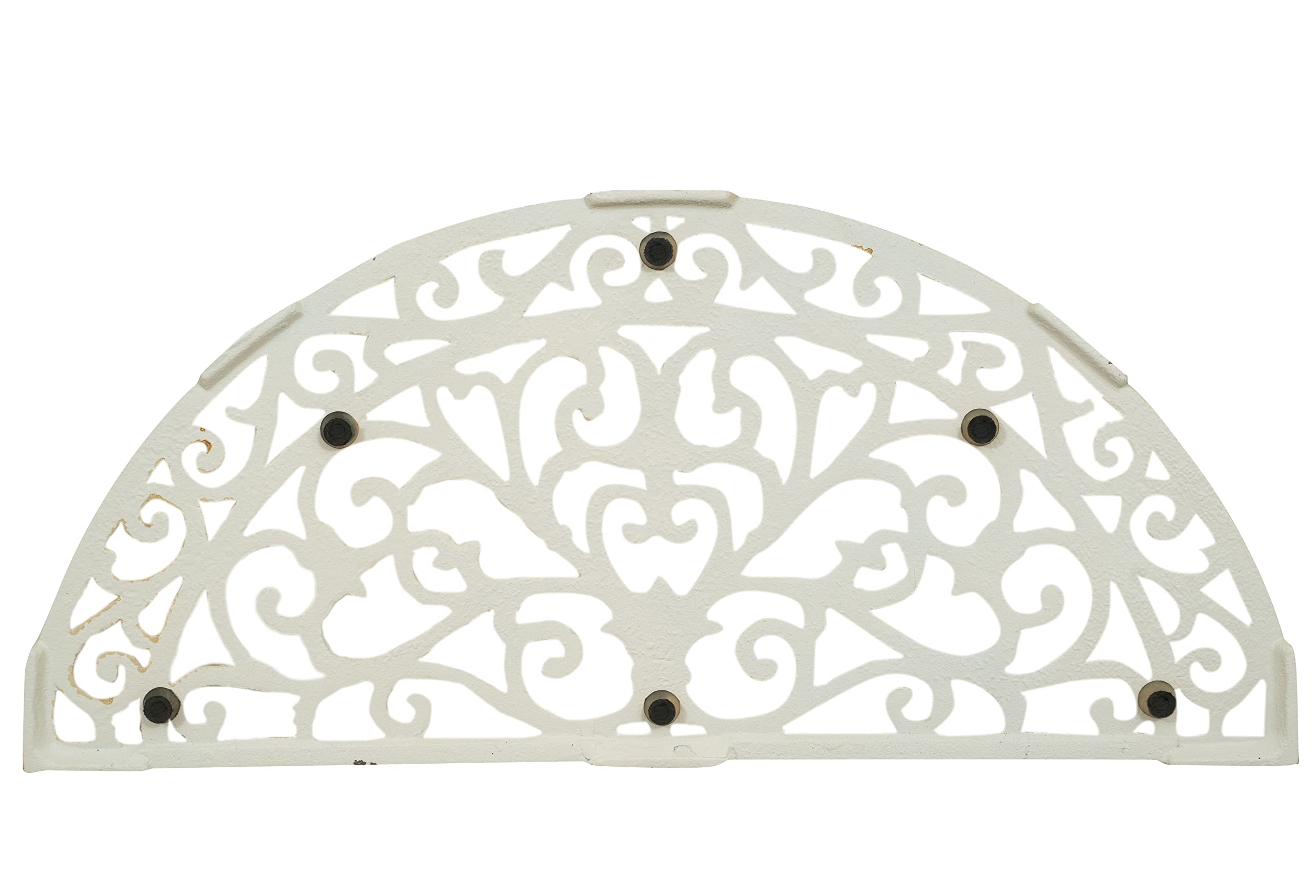 Biscottini Zerbino ghisa Grande 68,5x32x1,5 cm - Zerbino Ingresso Esterno - Zerbino in ghisa Esterno - Tappetino Ingresso casa Mezzaluna - Pulisci Scarpe Metallo Bianco