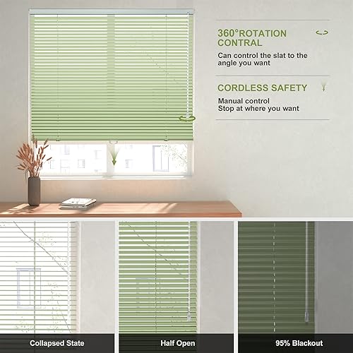 Miniatura 4 de Persianas horizontales sin cordones de aluminio de 1 pulgada para ventana, persianas personalizadas para oscurecer la habitación, persianas y