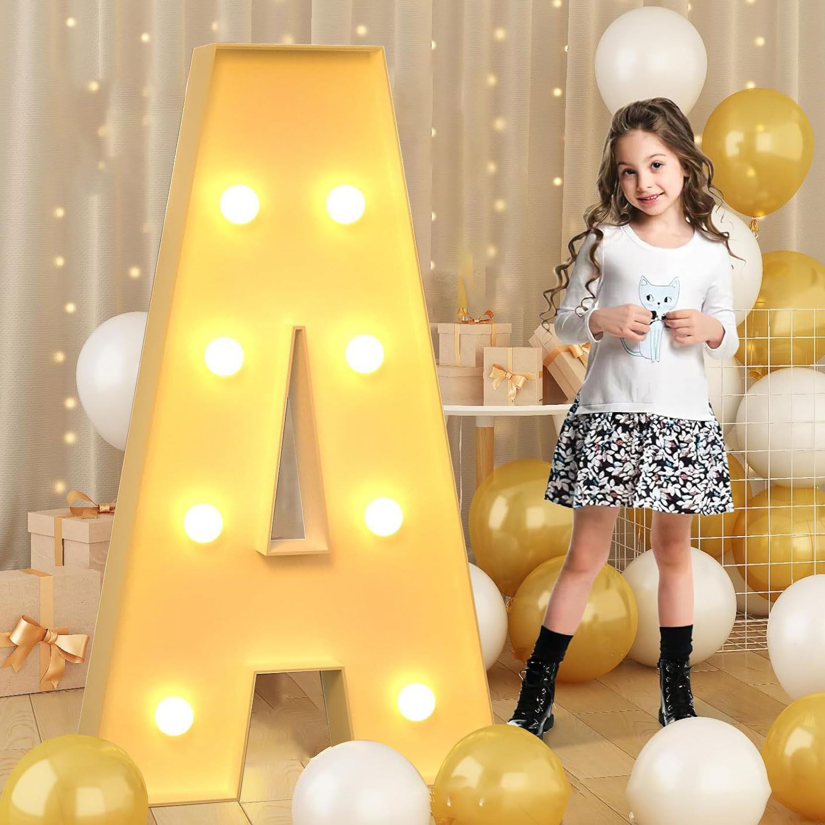 100cm-3.3ft Giant LED Light Up Letter A, Mosaic Marquee Light Up Sign, LED Letters Lamps for Valentine's Day Birthday Christmas New Year