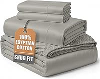 Vista 17 de Sábanas 100% de Algodón Egipcio Tamaño Queen - Naturalmente Refrescantes y Transpirables, Juego de Sábanas Queen de 4 Piezas con Tejido de Satén