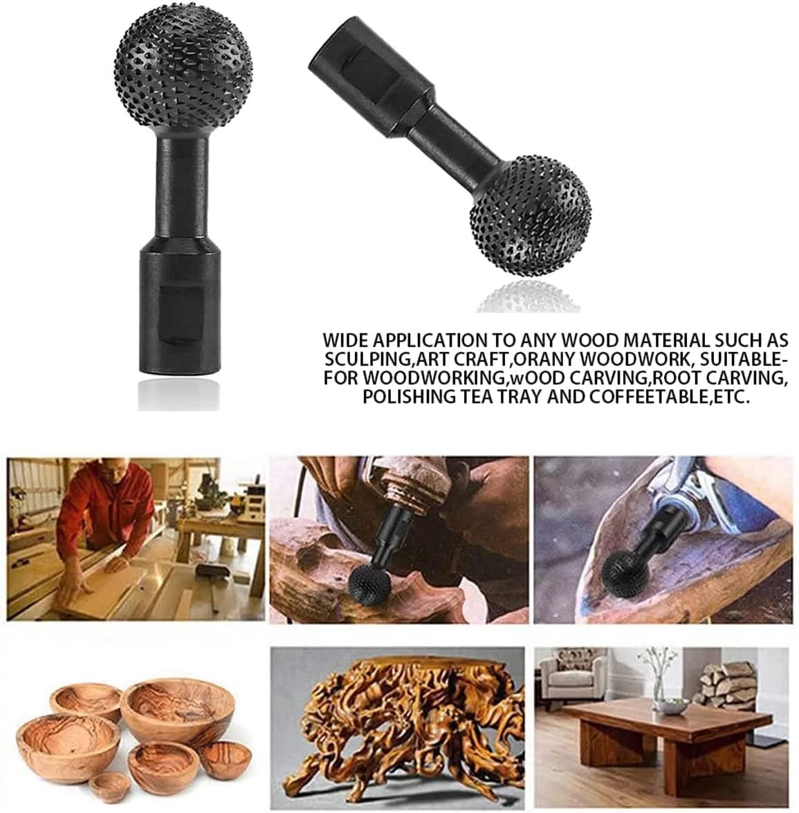2 Pcs Sphere Rotary Burr with 5/8-11 Threads for 4 1/2 and 5 Inch Angle Grinder, Wood Carving Burrs for Carving Grinding Polishing Engraving