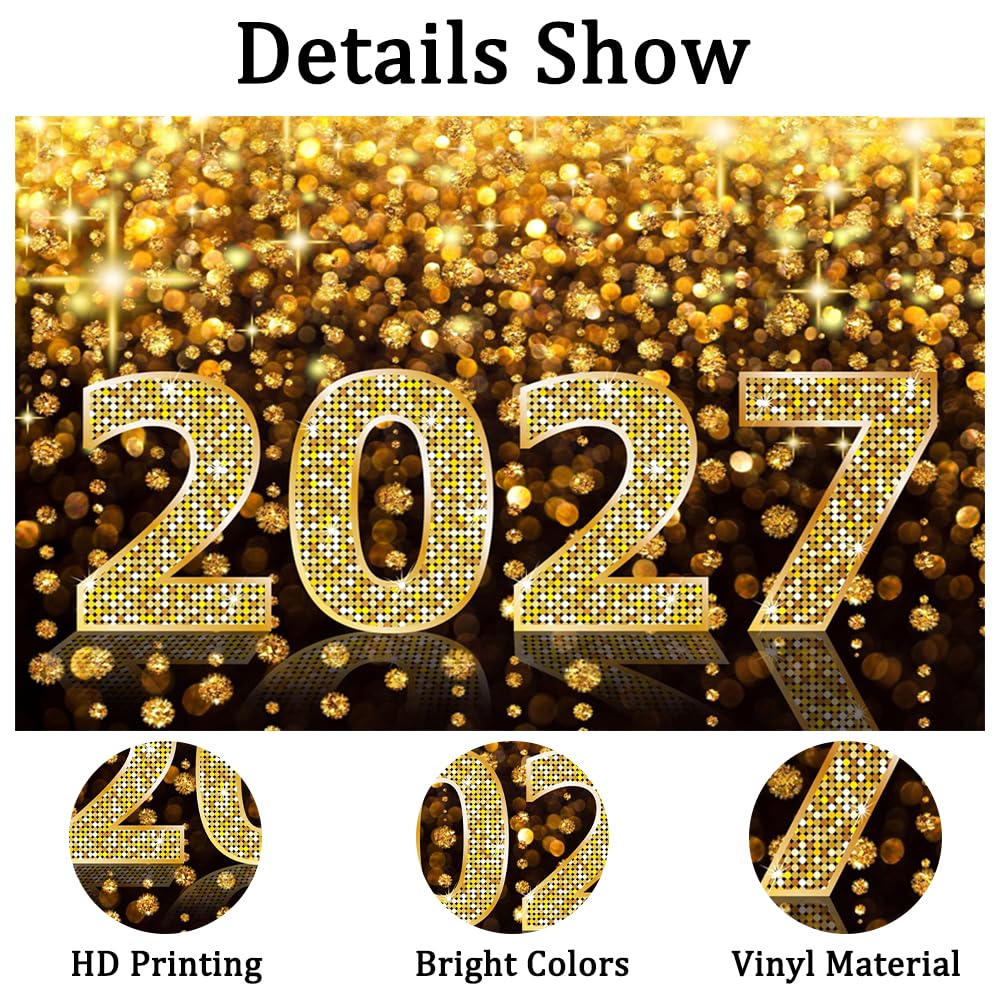 Aoihrraan 2027 Capodanno Sfondo 4,5x3m Cielo Dorato Accessori Fotografici | Diamanti Scintillanti Scintillio Cielo Otografia, Stampa Nitida e Vivida, Per Le Festività , Ritratti Di Famiglia Compleanni