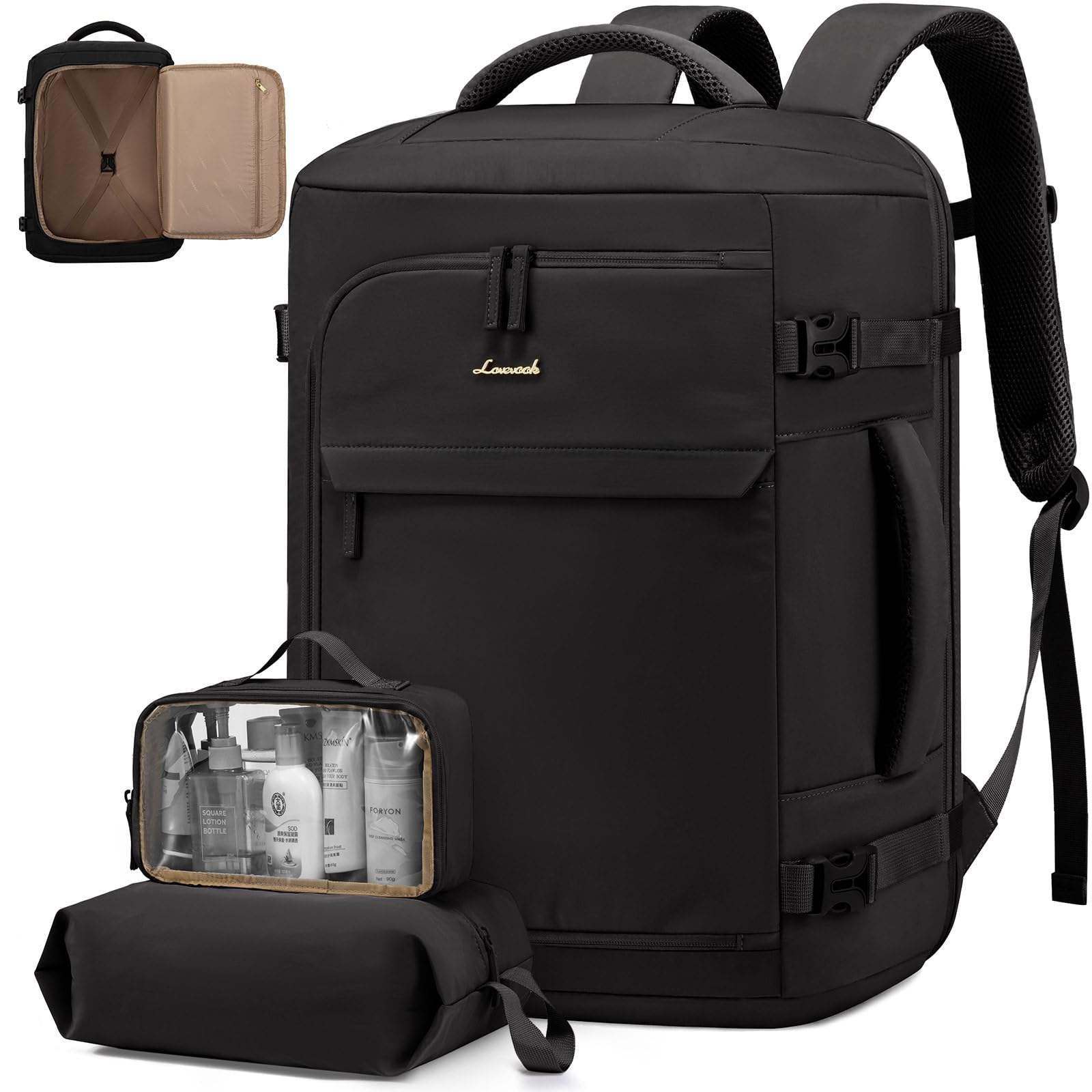 LOVEVOOK Sac À Dos Voyage Cabine Avion 40L Antivol Imperméable Ordinateur