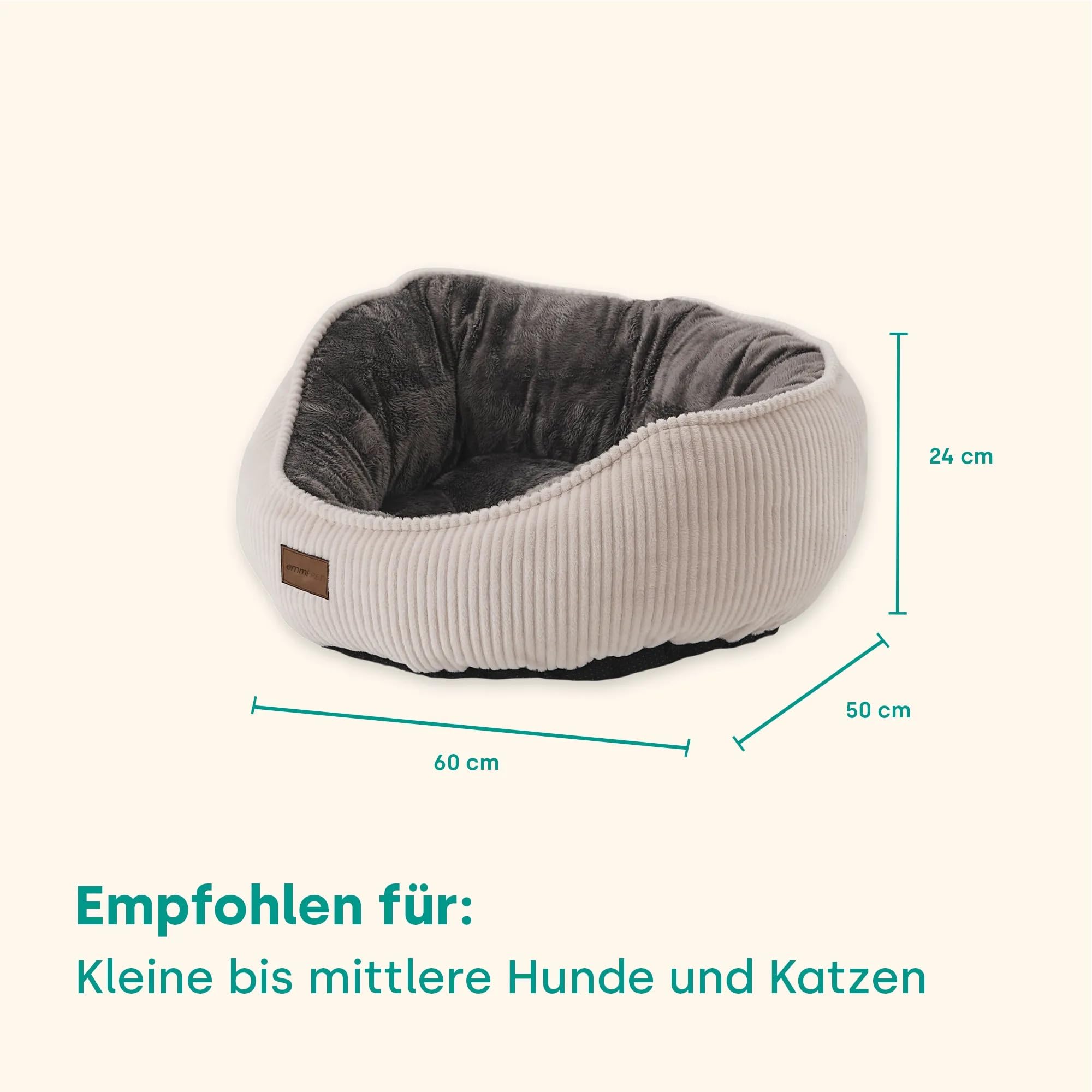 Emmi-pet Legend Legend Legowisko dla psa, owalne legowisko dla kota i psa, ręcznie robione, obicie z Oeko-Tex®, antypoślizgowy spód, nadaje się do prania w temperaturze 30°C, przytulne legowisko dla