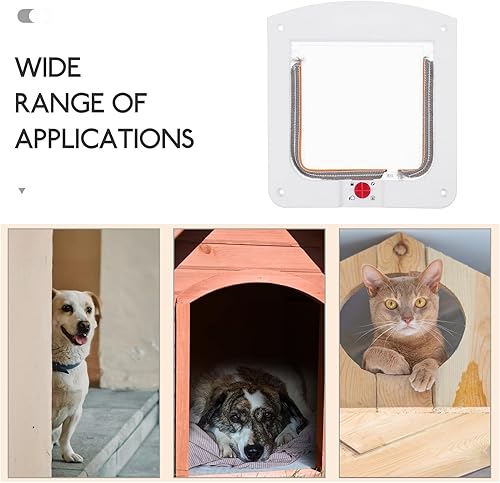 Miniatura 8 de NUOBESTY Puerta de gato con bloqueo para puertas interiores, material ABS, control de acceso bidireccional para mascotas, puerta para cachorros,