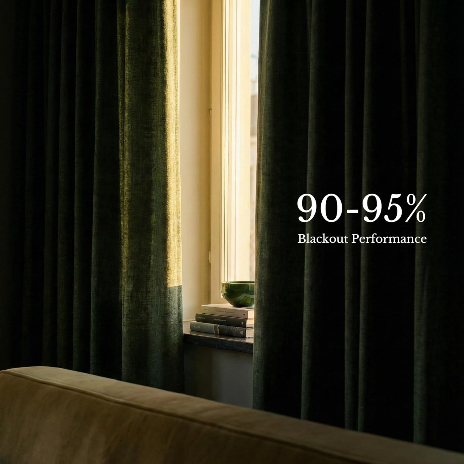 NICETOWN Heavy Linen Pinch Pleated Curtains 96 Inches Long with Hooks - Vintage Olive Green Room Darkening Drapes for Living Room & Bedroom, Energy Saving Modern Home Decor (40" Wide, 2 Panels)