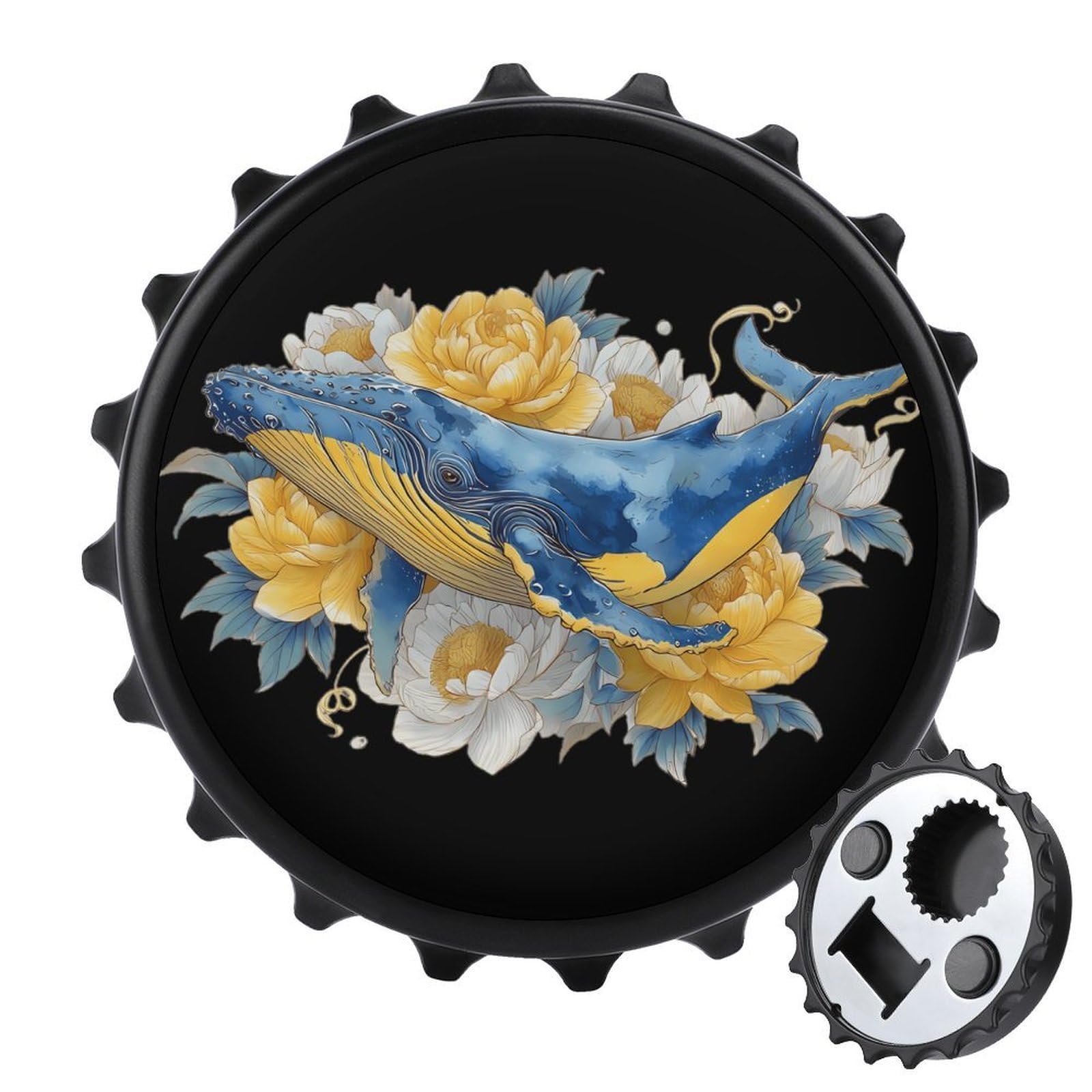 Humpback Whale Ukraine Peonies Magnetic Bottle Opener Refrigerator Magnet Fridge Magnets Kitchen Supplies