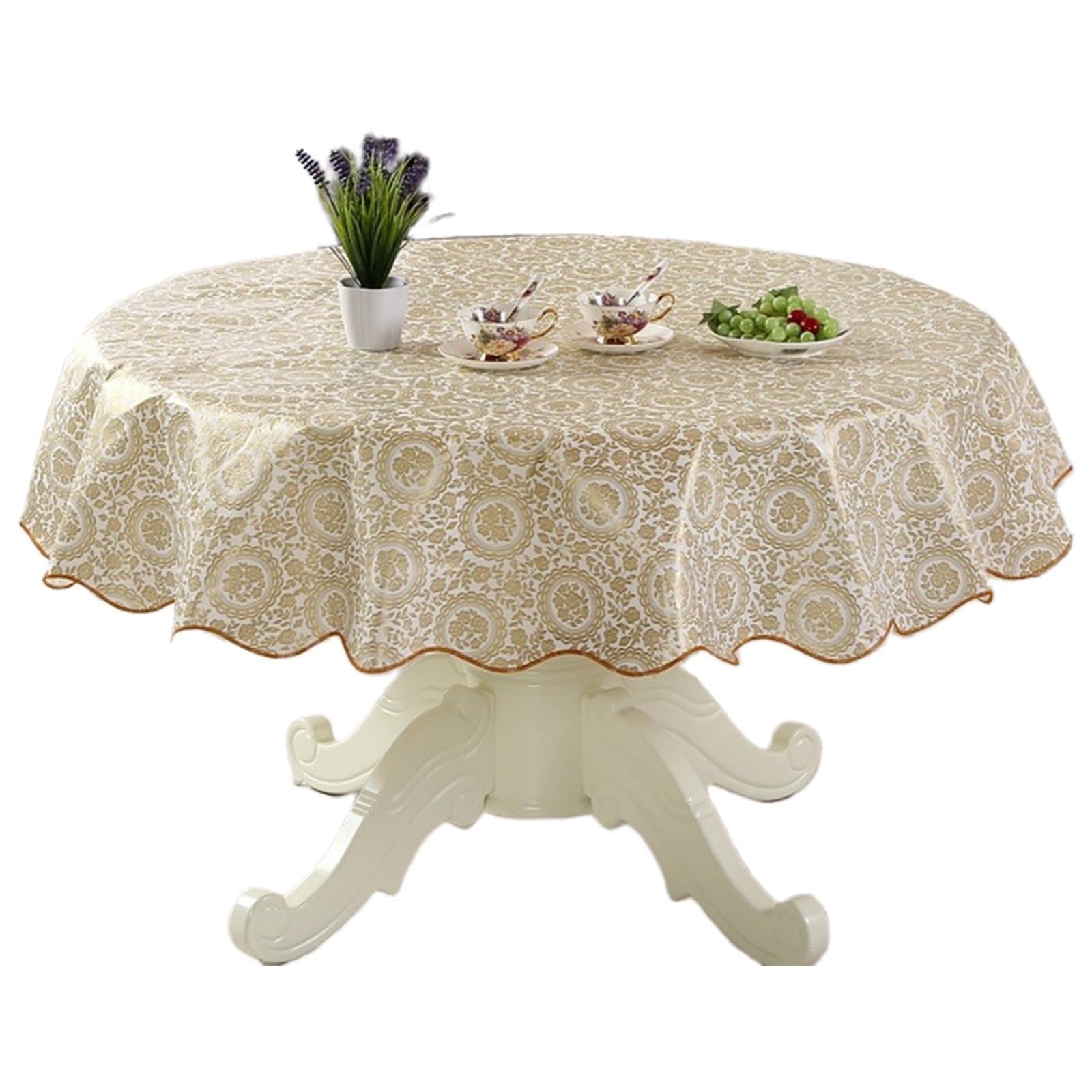 Nucelit Easy Care PVC Round Tablecloth with Colorful Floral Design Oilproof and Waterproofs Table Cloth for Various Occasion Table Covers