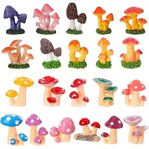 21 PCS 1.3 to 2 Inch Mini Mushrooms Cute Tiny Resin Mushrooms Figures Miniature Little Small Mushroom for Outdoor Decoration Fairy Garden Landscape Bonsai Aquarium Dollhouse Hide Crafts Decor