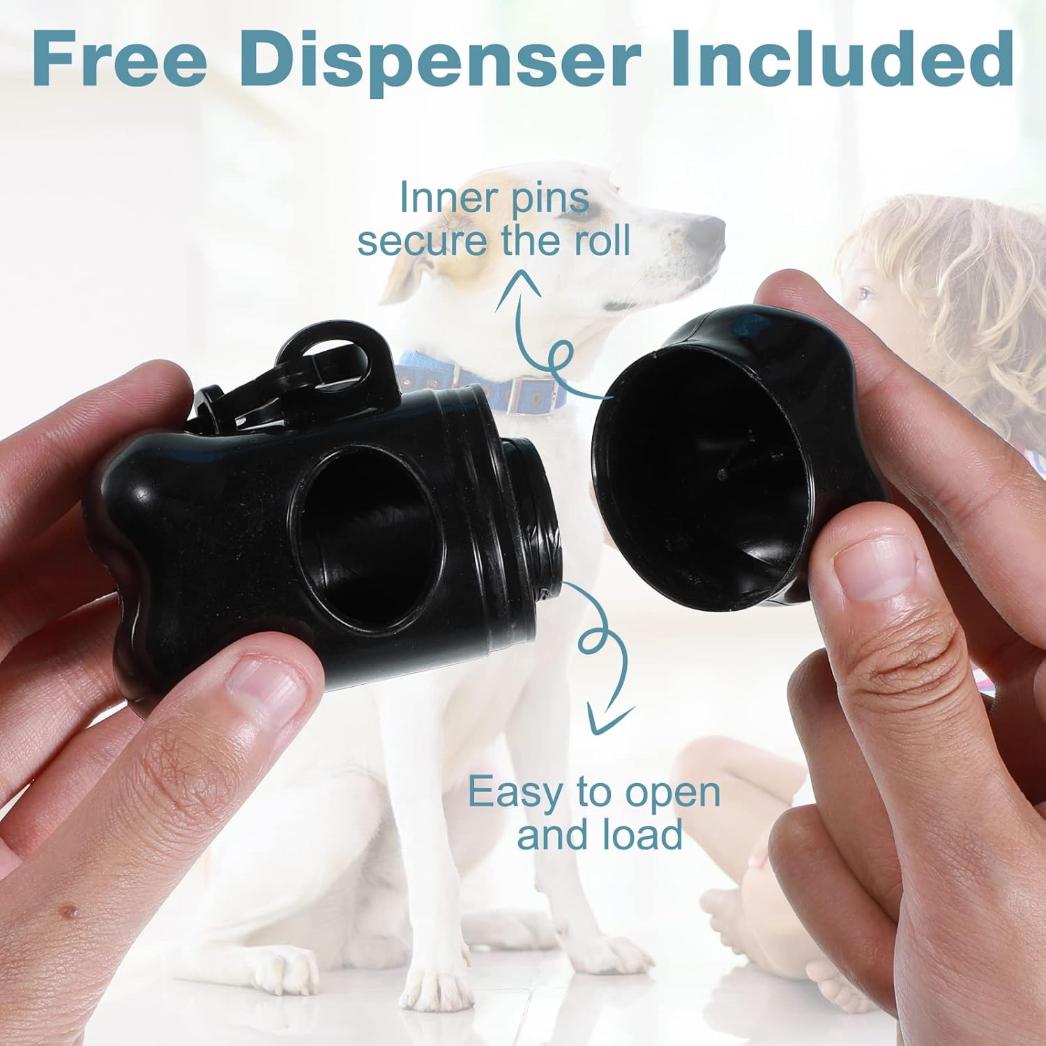 Teling 3000 Count Dog Poop Bags Pet Waste Bags for Poop with 3 Dispensers for Home, Outdoor, Puppy Walking, and Travel, 12 x 8.6 Inch(Black)