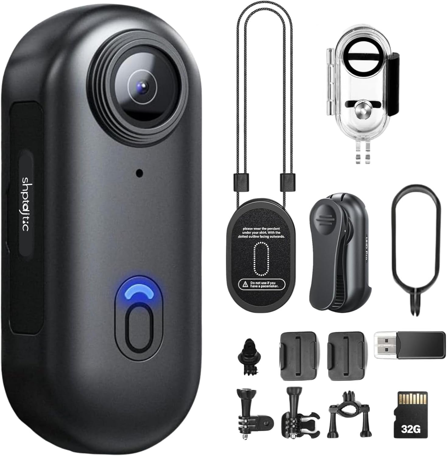 1080P Körperkameras mit Audio- und Videonachzeichnung -wasserdichter 1080P-Körperkamera,magnetischund mit 360°-Klammer,150-Minuten-Batterie fürs Radfahren,Spazierengehen mit Tieren 1080P32G