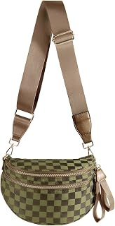 Checkered Crossbody Bag Bum Bag for Women,Spacious Fanny Packs Belt Bag | Stylish and Versatile,football mom essentials,Checkered Purse,mom bag,crescent bag,over the shoulder bags for women