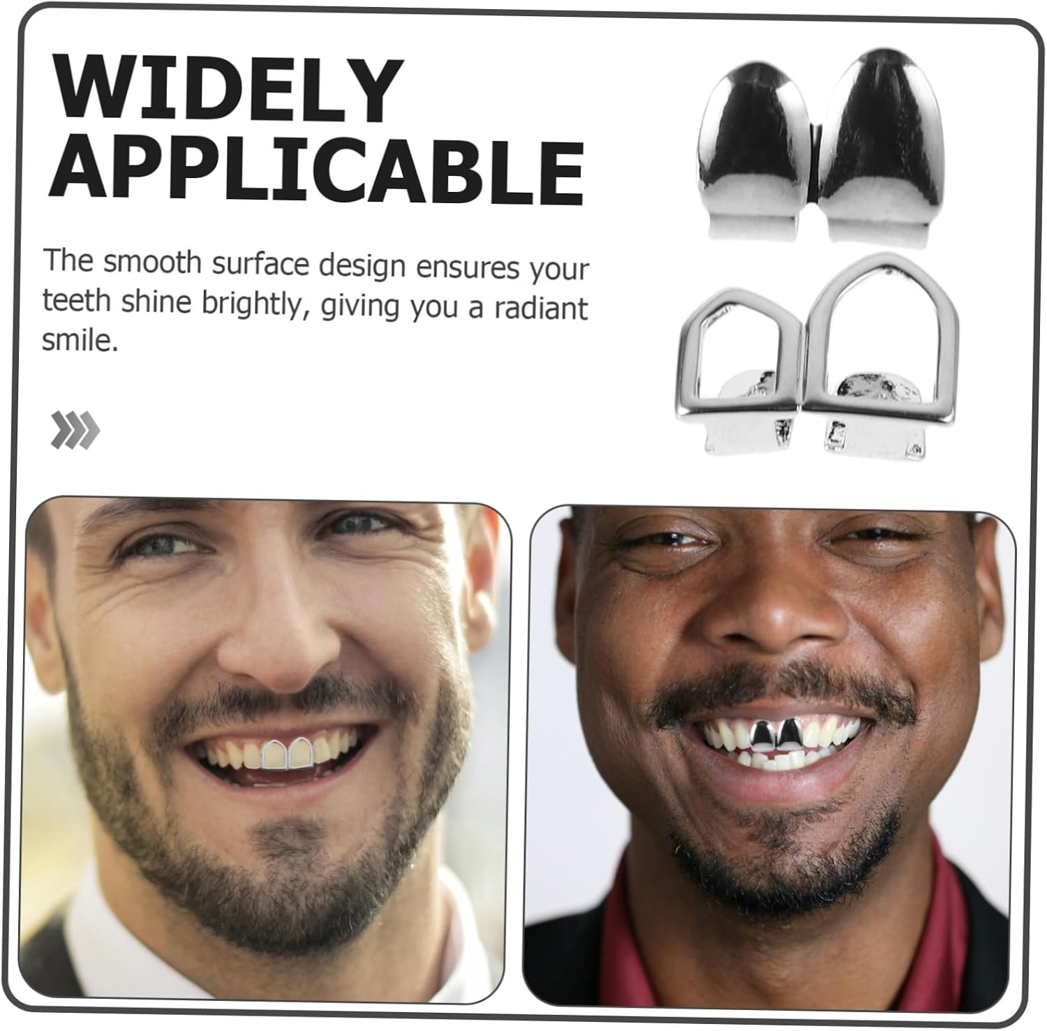 Hip Hop Smooth Metal Cap Double Hollow Design Comfortable Fit Grill Accessory