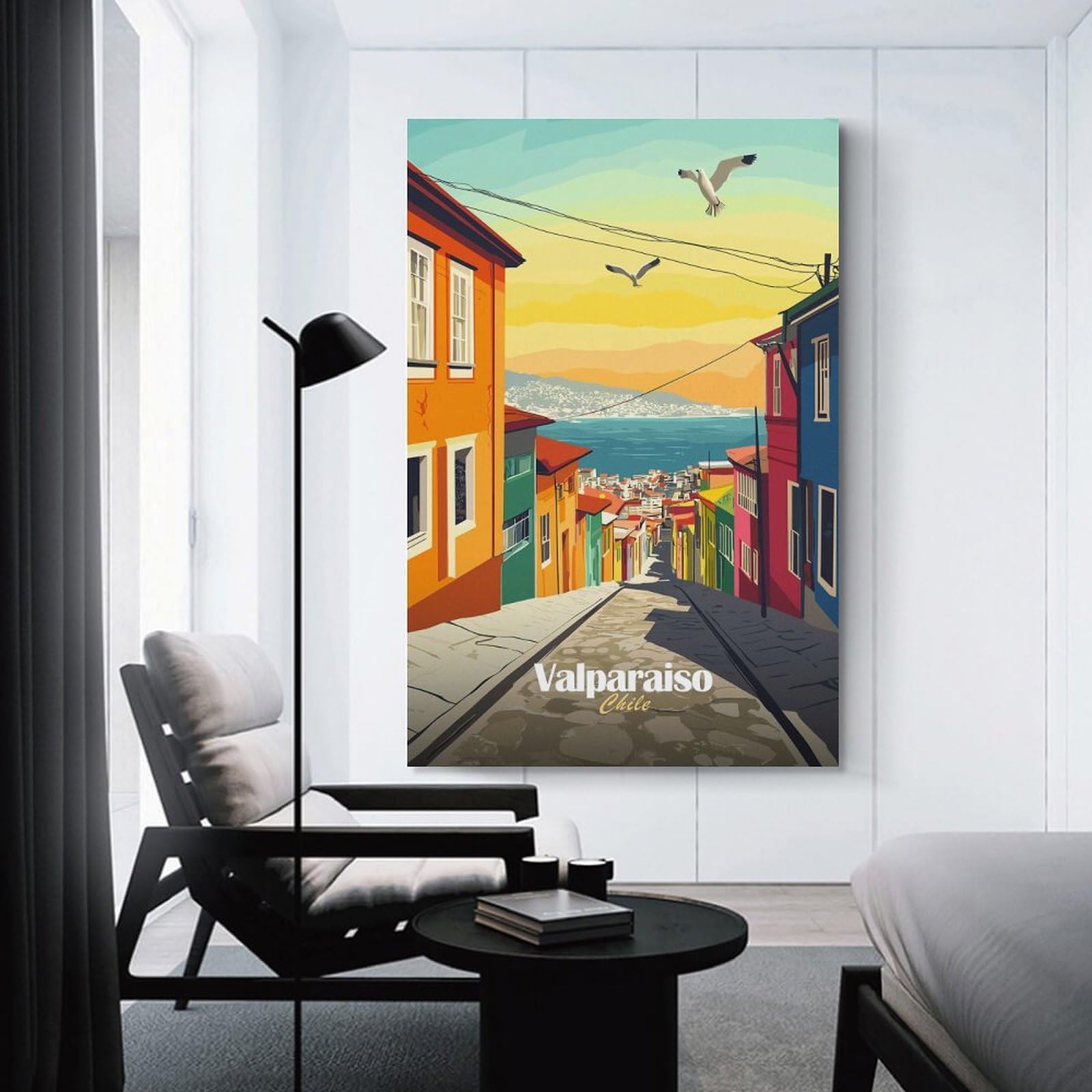 Junmoney Unframe-Style-21 Decorative Wall Artwork Valparaiso, Chile, 16X24inch(40X60cm), For New Homes, Bedrooms Or Workspaces, Canvas Artwork With Gifting Potential
