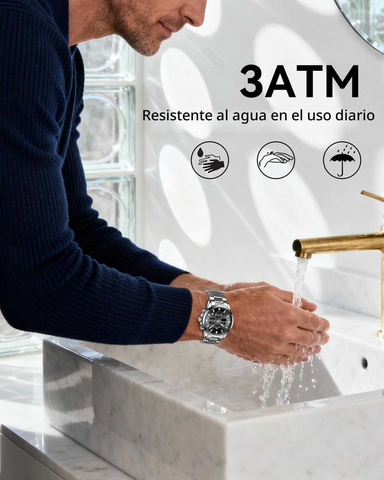 MEGALITH Reloj de Pulsera Elegante Hombre: Cronógrafo Impermeable Analogico Reloj con Fecha Luminosa - Regalo Aniversario Cumpleaños para Formal Negocios Hombre