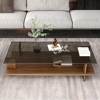 Tempered Glass Coffee Table Modern Simple Coffee Table Living Room New Home Solid Wood Coffee Table for Small Apartment, Small Coffee Table, Living Room Home Tea Table Tempered Glass Coffee Table