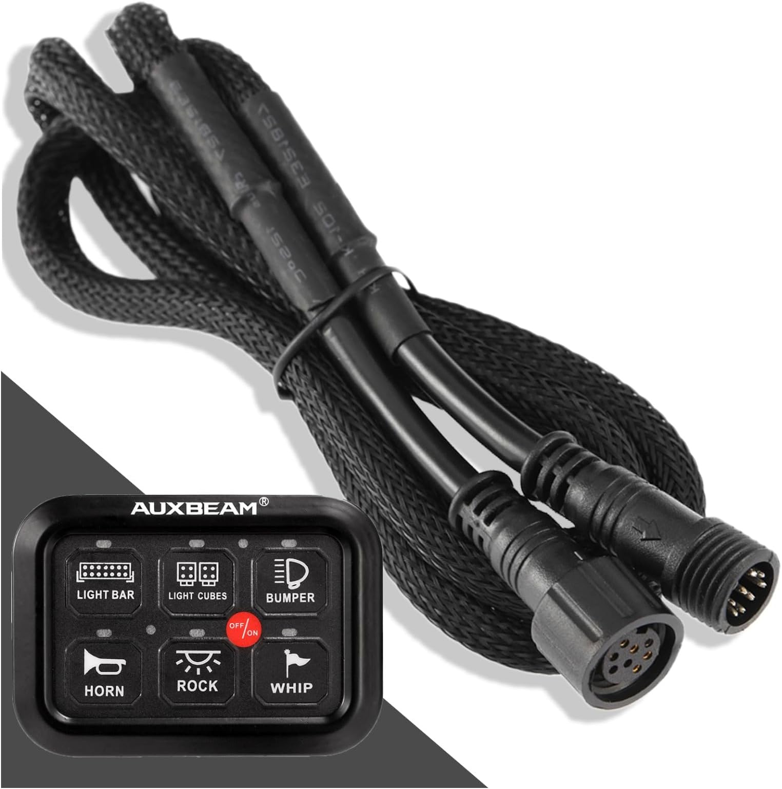 Auxbeam 3.94ft 8 Pin Wiring Harness Extension for Auxbeam 6 Gang Switch Panel BC60, GC60 Switch Controller Extension Line Controller Box, ATV, UTV, Truck, Trailer, Bus, Car, RV, Boat, Motorhome