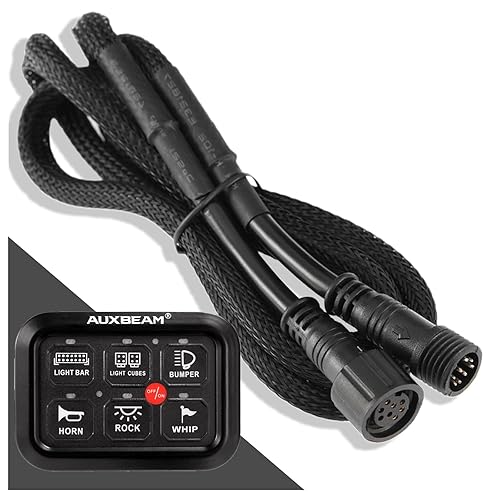 Auxbeam Extensión de arnés de cableado de 8 pines de 3.94 pies para panel de interruptor Auxbeam de 6 vías BC60, controlador de interruptor GC60,