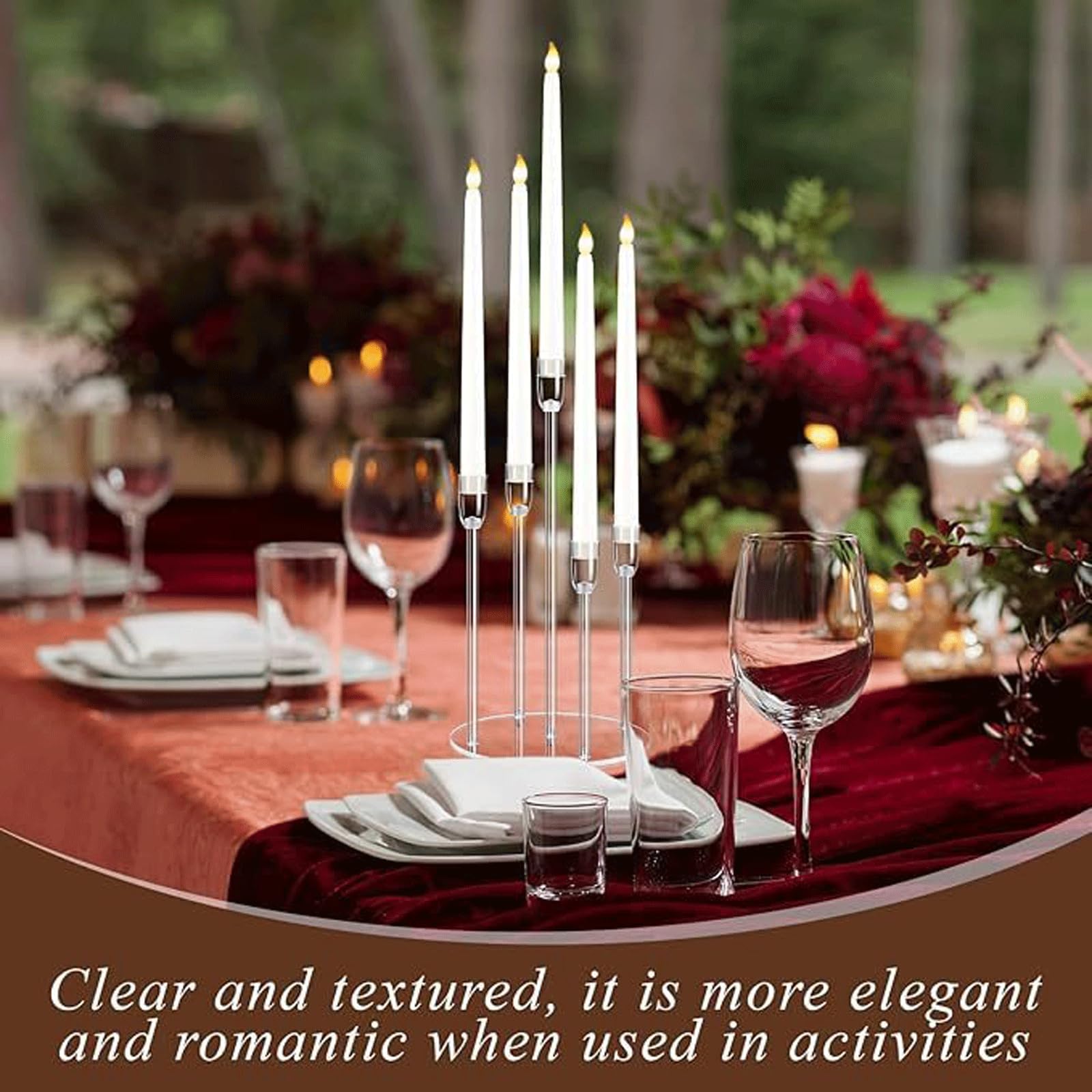 Portavelas de alta calidad para decoración del hogar, candelabros cónicos transparentes, elegante diseño de candelabro, 500 g, peso adecuado para decoración de interiores, regalo de casa nueva