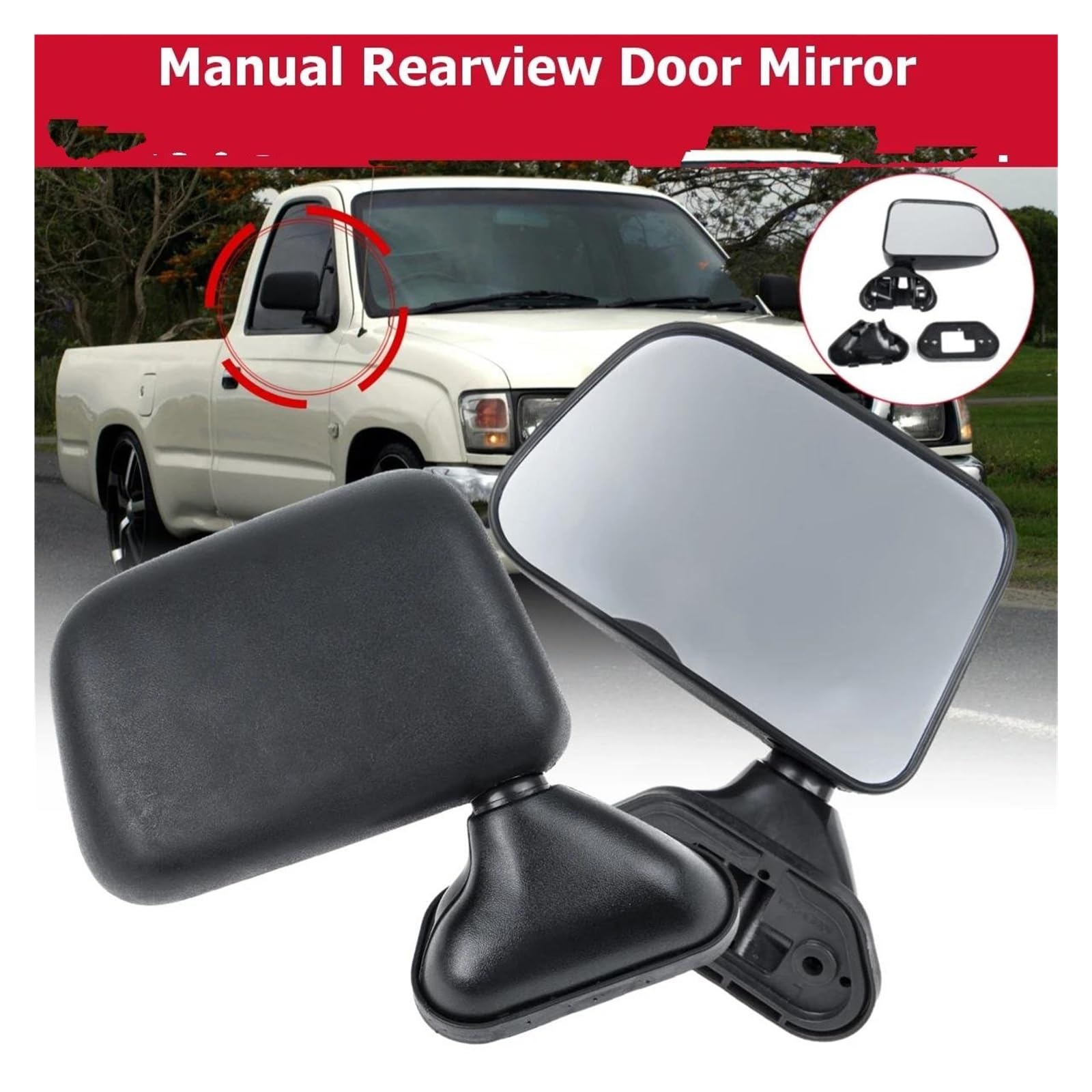 Espejos retrovisores completos para Toyota Hilux 1988 1989 1991 1992 1993 1991 1995-2005 1 Par De Espejos Retrovisores para Puerta Coche Color Negro Seguridad En La Conducción Derecho-Espejo Completo