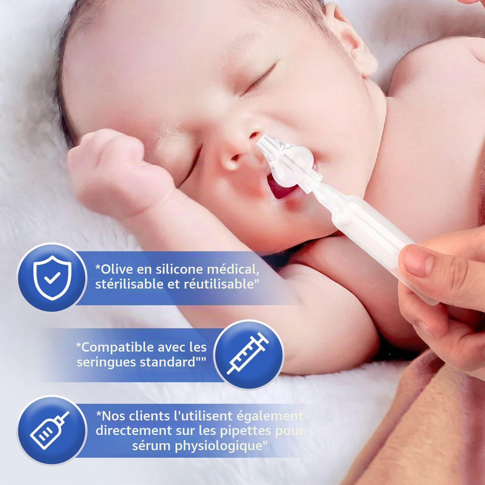 Lot de 16 - embout seringue nasale bebe - embout mouche bebe (Transparent, 16 pièces+ 1 Brosse)