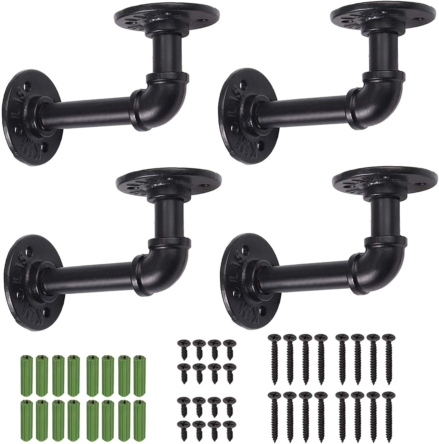Industrial Pipe Shelf Brackets,Homgen 4Pcs Industrial Pipe Floating