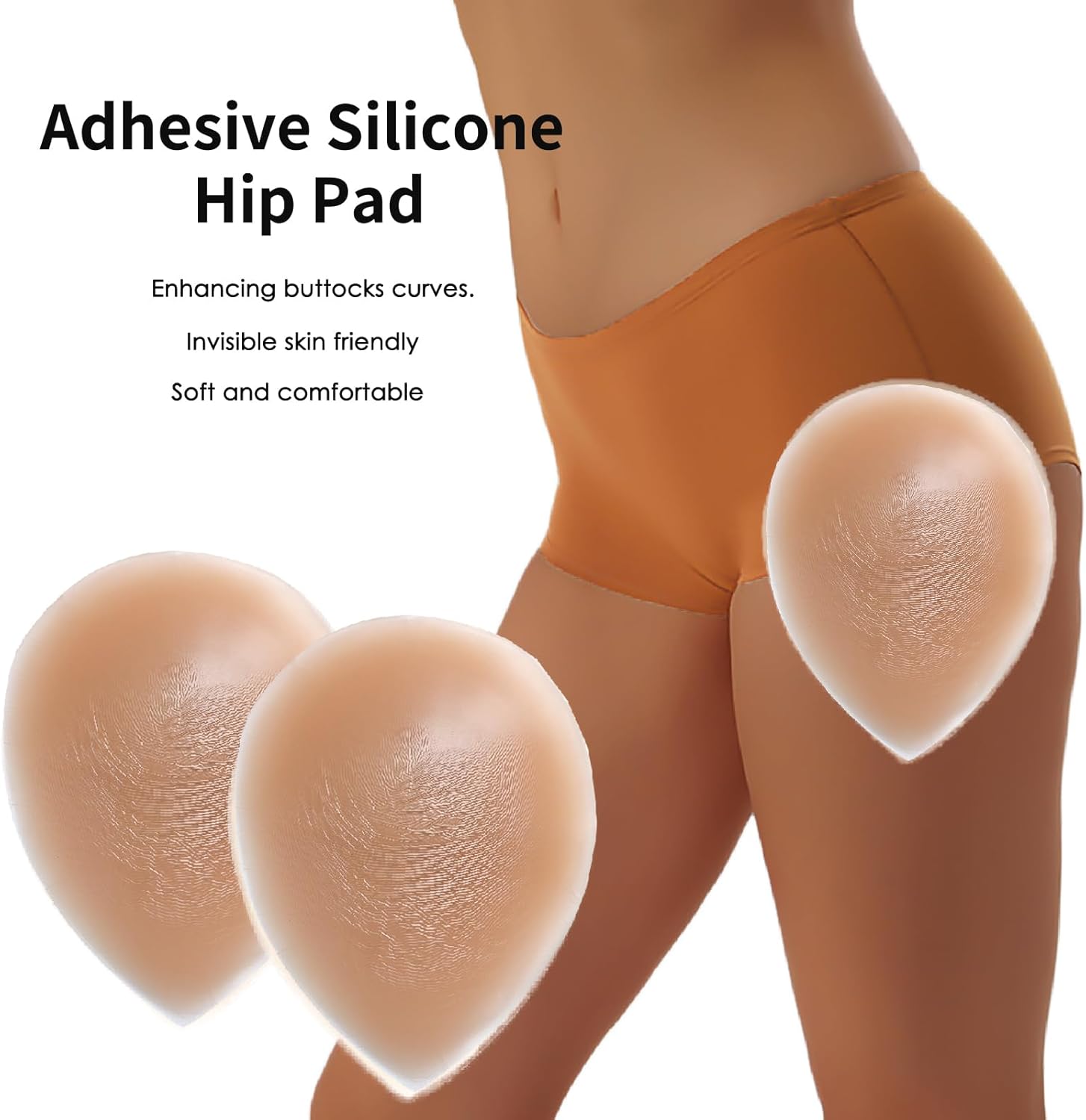 Majurphy 2 Pairs Silicone Hip Pads Adhesive for Women - Reusable Butt Lift Enhancer Pads, Sticky Buttocks Enhancer - Image 5