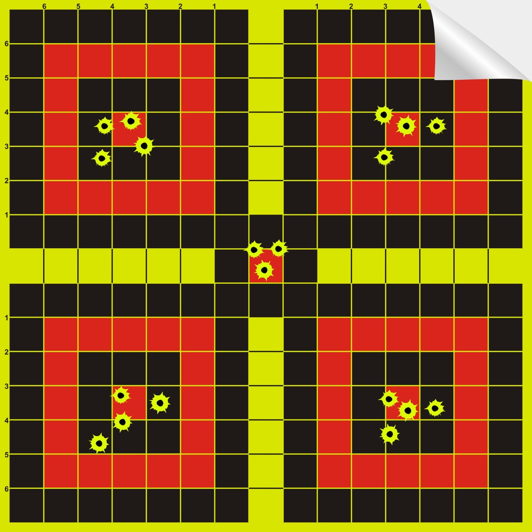 OSHOTX Splatter Targets - 12 x12 inch Reactive Self Adhesive Shooting Target Paper for The Range - Easily See Shots Burst Bright Yellow Points (20 Pack)