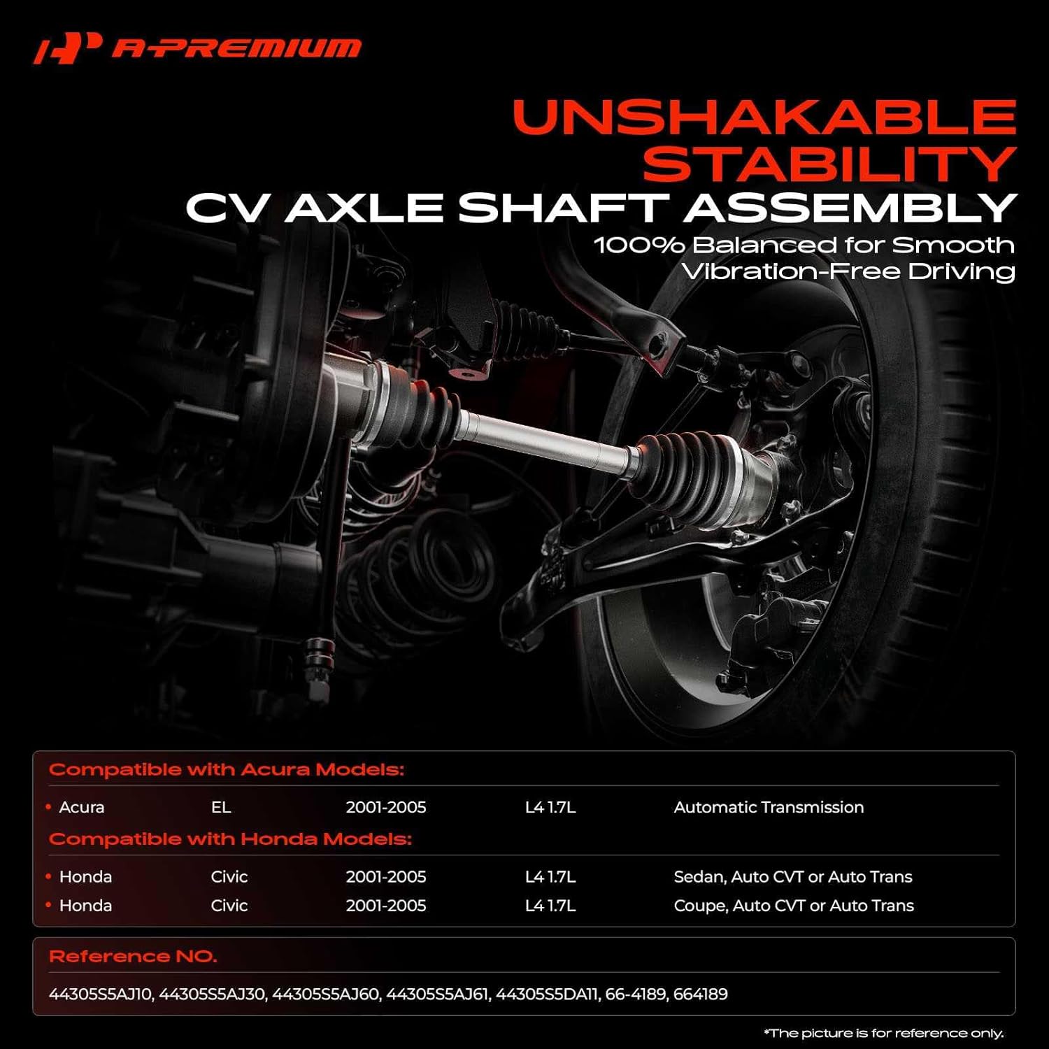 A-Premium CV Axle Shaft Assembly Compatible with Acura EL 2001-2005 & Honda Civic 2001-2005 Front Right Passenger Side, Replace# 44305S5AJ10