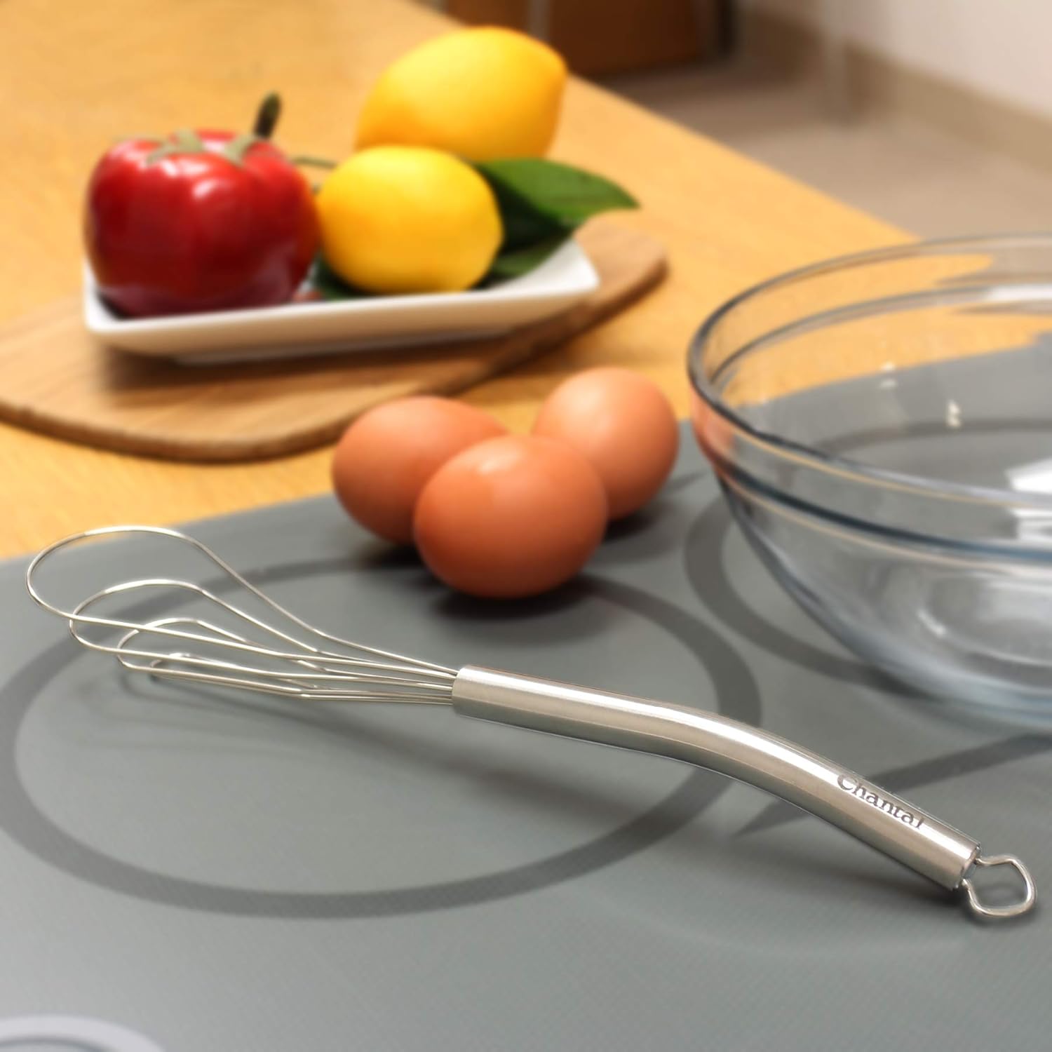 Chantal Flat Whisk Utensil, Small, 11 inch, Polished Stainless Steel