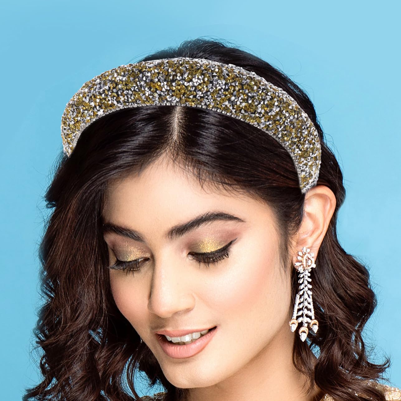 Didiseaon 3 Piezas diadema con strass y ala ancha diadema turbante lazos para el cabello de niña tiara banda para el cabello delicada de fiesta delicado Decorar joyas
