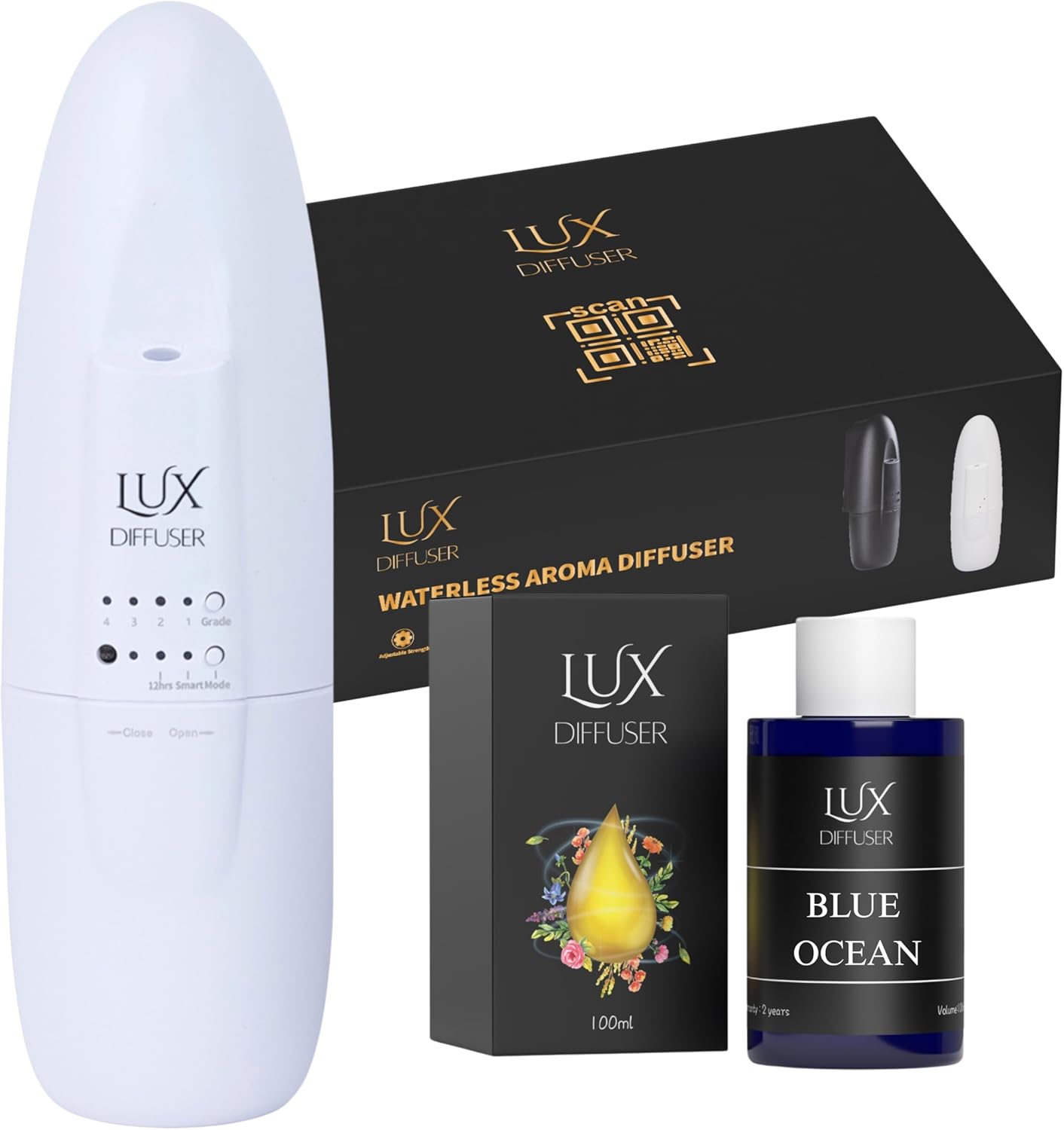 Lux Diffuser – Plug-in Waterless Essential Oil Diffuser, Nanotechnology, Silent Wall Scent Machine for Home & Office, Up to 500 Sq. Ft Coverage (Variations) (Citrus)