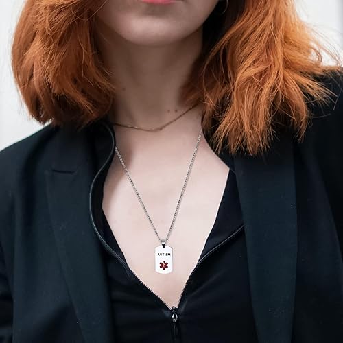 Miniatura 4 de Collar con dije de identificación de alerta médica para hombres y mujeres, acero inoxidable grabado tipo 2 diabetes, etiqueta de identificación