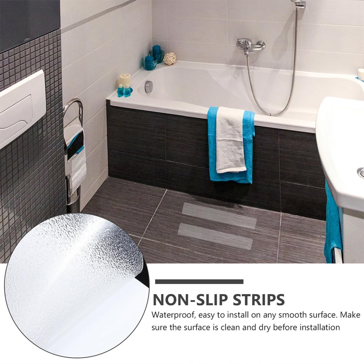 SHOWERORO Tiras Antideslizantes Transparentes para Suelo y Escaleras, 10 Piezas de 15x61 Cm, Cinta de Seguridad Peva Resistente para Bañera, Ducha y Pisos Lisos, Protección Antideslizante