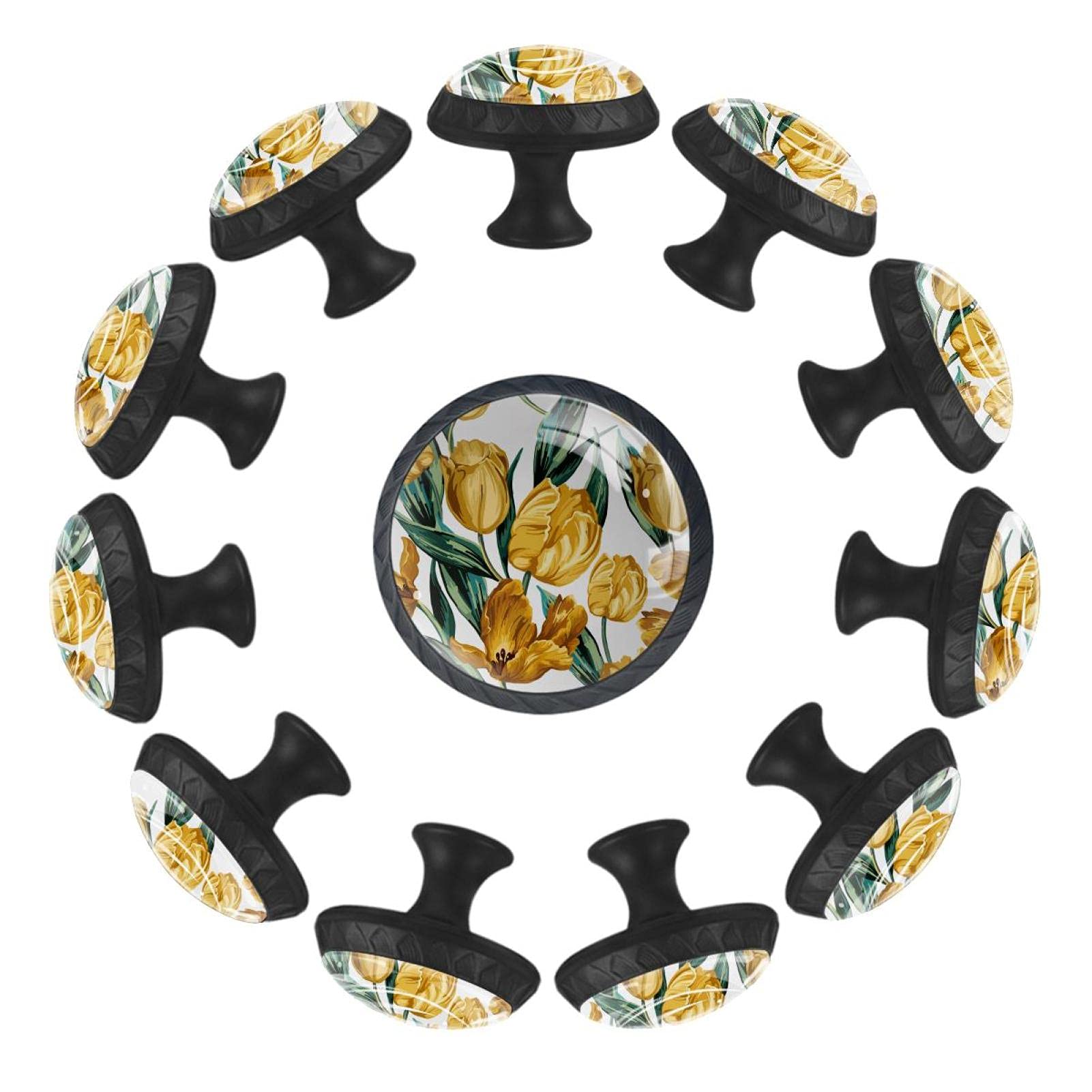 Bouton de tiroir tulipe jaune pour illuminer la déco d'une crèche ou salle de jeux