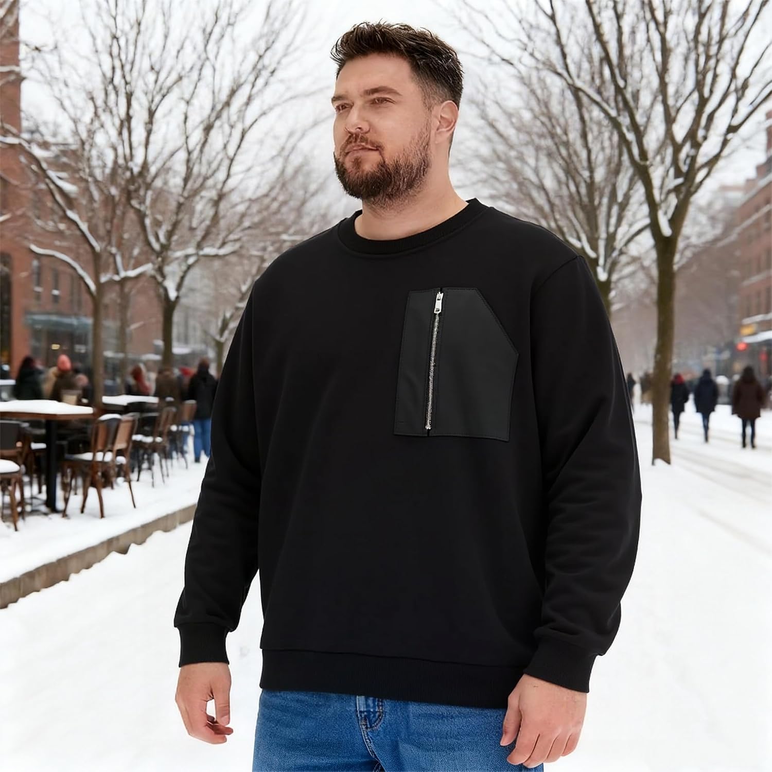 Men's Big and Tall Sherpa Sweatshirts Fleece Pullover Plus Size Tops Crewneck Xl-9Xl Winter Jumper
