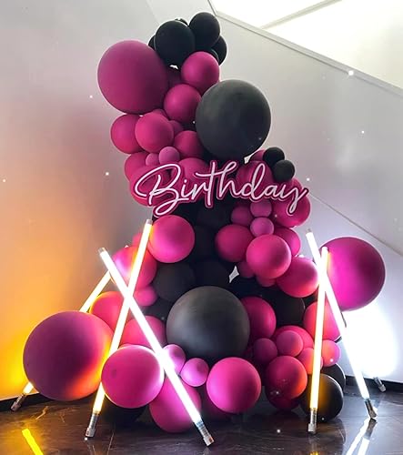 Miniatura 6 de 100 globos de color rosa intenso de 12 pulgadas, globos de látex rosa brillante para cumpleaños, boda, compromiso, despedida de soltera, decoración