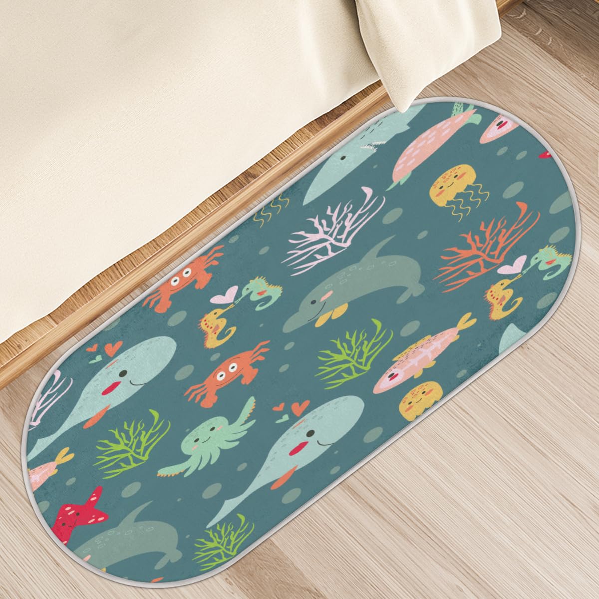 Tapis de chambre antidérapant à poils longs TropicalLife pour salon et douche