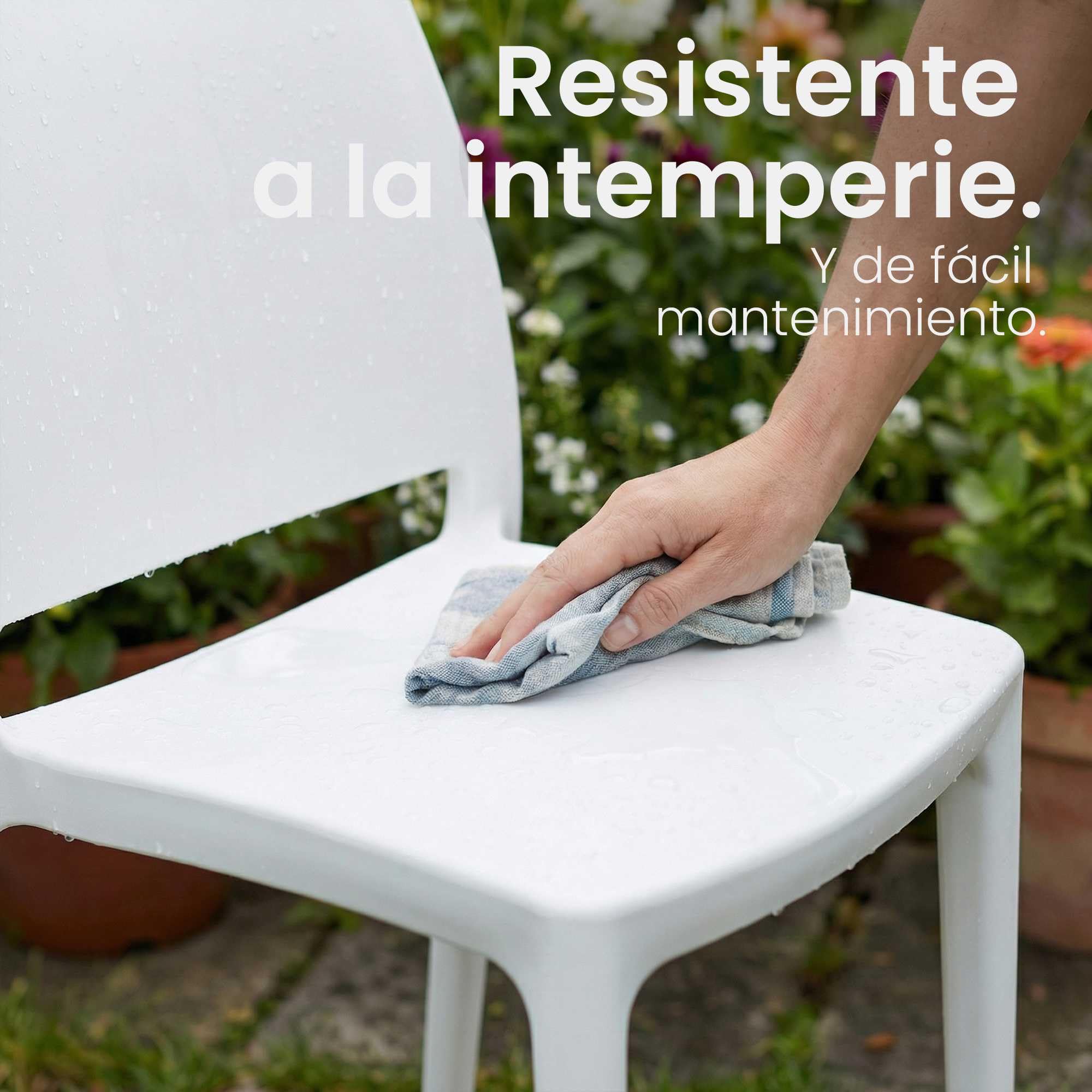 CLP Sillas de Jardin en Juego de 2, apilables y Resistentes a la Intemperie Meton, con reposabrazos, UV, plastico, hasta 150 kg Color:Blanco
