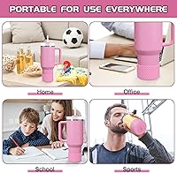 Vista 111 de WUQID Heart Shaped Texture Silicone Boot Compatible with Stanle Quencher H2.0 IceFlow Flip 20oz 30oz 40oz,Hydroo Flask 12-24oz