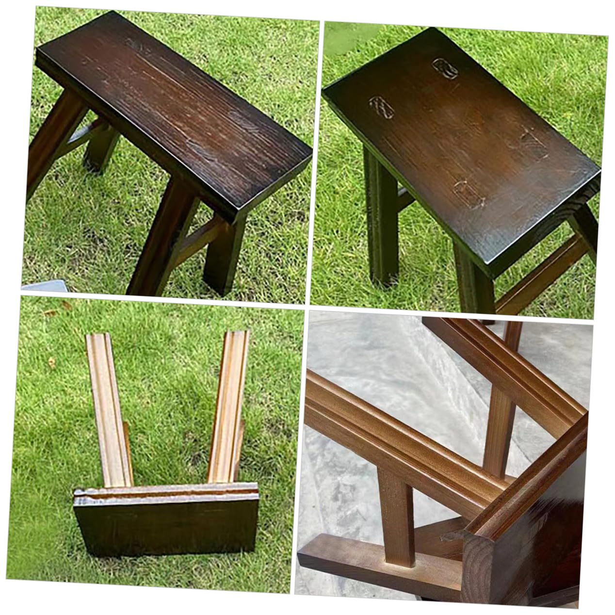 Gatuida Sgabello in Legno per Adulti e Bambini Piccolo Sgabello da Letto in Pino 23 Cm per Cambio Scarpe e Toeletta Portatile per Camera da Letto e Bagno