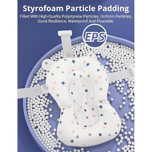 Miniatura 9 de Cojín de baño para bebé recién nacido, asiento de bañera antideslizante con red de apoyo, almohada de bañera infantil para soporte estable de