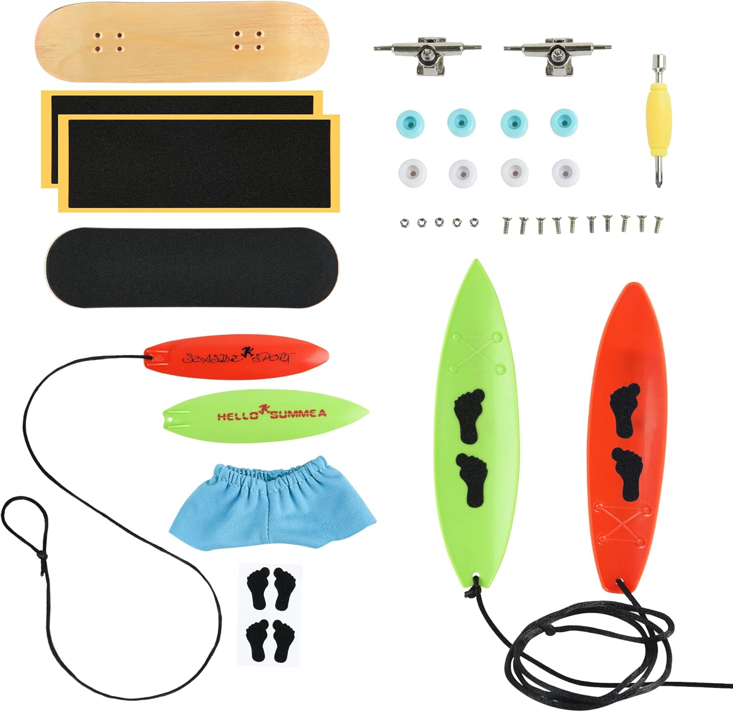 ACFELLE Finger Surfboard with Skateboard Sets, Mini Pant